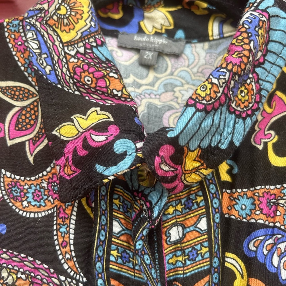 Haute Hippie Multicolor Paisley Blouse size 2X - Picture 5 of 10